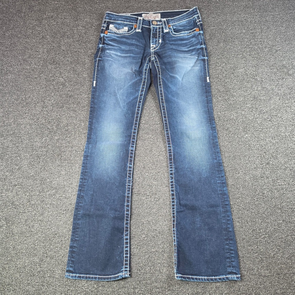 Big Star Liv Slim Boot Jeans Blue Womens 26R Dark Wash Contrast Stitch Western